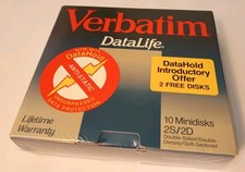 Verbatim DataLife 10 Minidisks 2S/2D Double Sided #MD 550-01 ... new in box picture