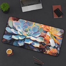 XL Succulent Desk Mat, Abstract, Impressionist Style picture