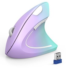 TECKNET TK-MS007 Vertical Wireless Mouse 4800 DPI Bluetooth Purple Green New picture