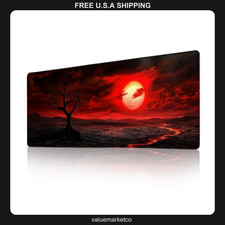 Extended Gaming Mouse Pad, 31.5 x 11.8 Inch Desk Mat, Red Moon Design picture