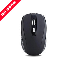 Black Wireless Mouse 2.4GHz Slim Silent Optical 800-1600 DPI MacBook PC picture
