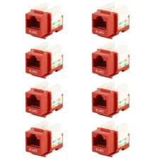 8 Pcs Cat6 RJ45 Network Ethernet Keystone Jack 110 Punch Down Snap In Insert Red picture