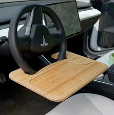 Steering Wheel Tray Double Sided Bamboo Car Laptop Desk Multifunctional Food NEW picture