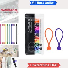 Reusable Silicone Magnetic Cable Ties 30 Pack Multicolor Cord Organizer for picture