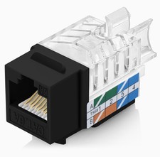 EMS Everest 45 Degree RJ45 Cat6A Slim Profile Keystone Jacks - 20 Pieces - Black picture
