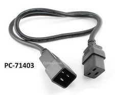 3ft C19 to C20 IEC 14AWG 15A/250V Server Power Plug Cable, CablesOnline PC-71403 picture