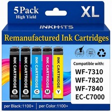 Epson 812XL Replacement Ink Cartridges 5 Pack Combo Set Refill Kit picture