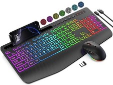 SABLUTE Wireless Keyboard and Mouse Combo, 9 Backlit Effects, Large Print, Wr... picture