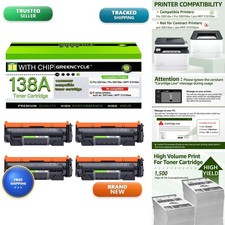 138A Black Toner Cartridge Compatible HP W1380A 3001dw 3101fdw 4 Pack picture