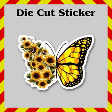 Butterly Sticker with Sunflower / Wildflower Pattern Wings, Nature Lover Decal picture