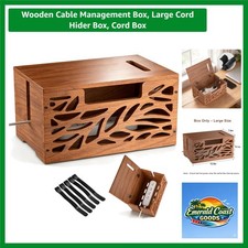 Stylish Solid Wood Cable Organizer Box - Safe Cable Management for Home & Office picture