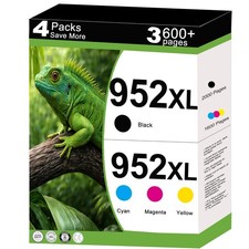 ** NEW HP Ink Cartridges | 952XL | Black/Color | With Chip | Compatible | 4-Pack picture