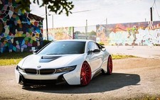 Cars bmw i8 electro tuning white german wall drawing Desk Mat Stitched picture