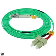 2M 6FT LC to SC OM3 Duplex 50/125 Multi Mode Fiber Optic Optical Cable Aqua picture