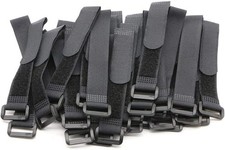 25pcs Black Reusable Fastening Cable Straps, Hook and Loop Cable Tie Down Str... picture