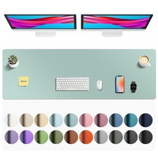 NonSlip PU Faux Leather Large Desk Mat Pad Blotter Light Blue 55x17 Inch picture