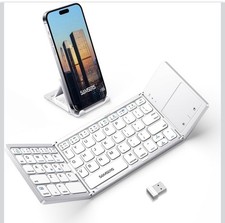 Samsers Foldable Bluetooth Keyboard Touchpad Portable Travel 3 Device Silver picture