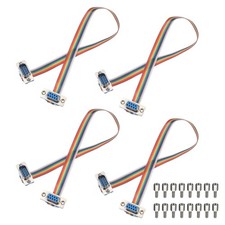 MECCANIXITY 4 Pcs IDC Rainbow Wire Flat Ribbon Cable DB9 Male to 11.8 Inch picture