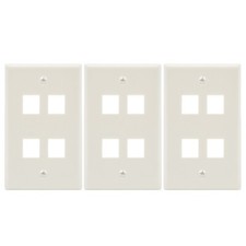 3pcs 4 Port 1 Gang Wall Plate Keystone Jack Insert Decora Smooth Faceplate White picture