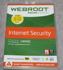 Webroot SecureAnywhere Internet Security & Antivirus Windows & Mac 3 Devices NEW picture