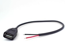 20AWG Single Short USB Female Power Pigtail，0.3M/1FT 1PCS 0.3M/1FT, Black  picture
