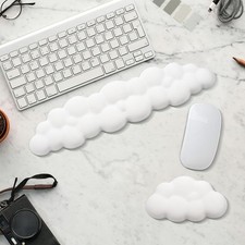 2 PCS Keyboard Cloud Wrist Rest, Memory Foam Palm Rest with L, White picture