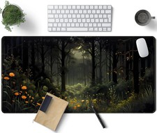 Dark Forest Desk Mat Mouse pad, Green Nature Deskmat XXL Large Extended Aesth... picture