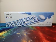 MOFii Sweet Wireless Keyboard & Mouse Ergonomic Cute Round Blue 104 Blue picture