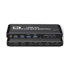 4K 2 in 2 out HDMI Kvm Switch 2x2 Dual Monitor USB 3.0 HDMI Keyboard Hotkey picture
