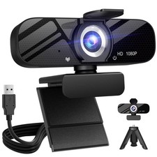Tewiky Full HD Webcam with Built-in Microphone USB Cable, Black picture