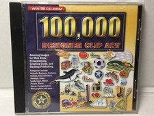 100,000 Designer Clip Art (PC WIN 98 cd rom 2000) Disc, Case,  picture
