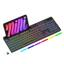 Soueto Wireless Keyboard with 7-Color RGB Backlit, Full-Size Computer Keyboar... picture