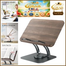 Book Stand Adjustable 360 Degree Swivel Foldable Desk Holder with Page Clips picture