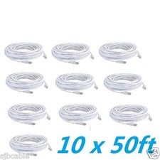 Lot of 10pcs White 50FT RJ45 CAT5 ETHERNET LAN NETWORK PATCH CABLE For PC Xbox P picture