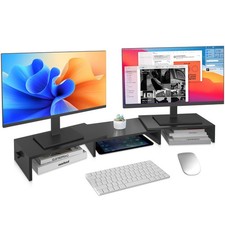 Extra Long Multifunctional Adjustable Length Swivel Dual Monitor Stand Riser picture