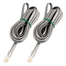 2 Pcs Phone RJ11 6 Wire 6P6C Phone Fax Gold Plated Cable 3Meter 10ft picture