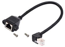 Cat 6 Ethernet Cable 90 Degree down Angle RJ45 Male to Female Shielded Ethernet picture