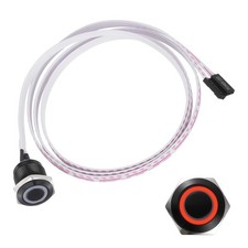 Chassis Metal Button 16mm Ring Red LED Power Button 100cm Wire Black picture