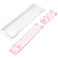 16.9 Inch Cute Pink Bear Computer Keyboard Stand Desk Gel Wrist Rest Set Work picture