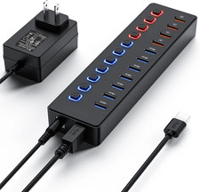 Powered USB 3.0 Hub 11-Port USB Hub Splitter 7 Faster Data Transfer Ports+ 4 ... picture