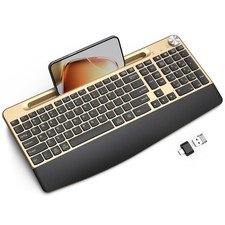 JOYACCESS Ergonomic Wireless Keyboard with Wrist Rest, Phone/Tablet Holder,Wi... picture