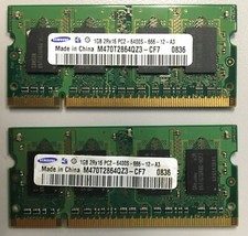 Samsung 1GB DDR2 PC2-6400S Sodimm Memory RAM - M470T2864QZ3-CF7 (Lot of 2) picture