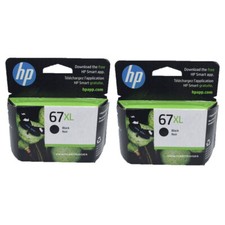 2pcs HP 67XL Genuine Black Ink Cartridges Retail Box Not Expired picture