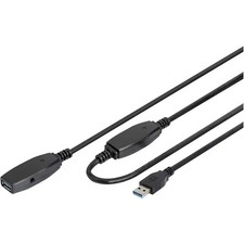 Digitus DA-73106 USB 3.2 Gen1 USB Cable USB-A Plug, USB-A Socket 15.00m Black Sc picture