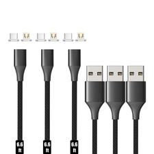 N. NETDOT Magnetic Charging Cable, Gen10 Nylon Braided 2-in-1 6.6ft, black picture
