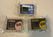 3 QTY Epson 98 Ink Cartridges T0982 T0984 T0986 Printer Ink Lot picture