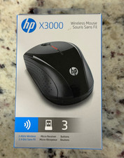 HP X3000 Wireless Optical Mouse Black 1200 DPI 3-Button USB Receiver H2C22AA picture