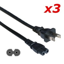 3 Pack - 3ft Two Prong AC Power Cord Cable NEMA 1-15P C7 for Laptop PS3 PS4 DVR picture