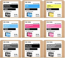 T850 9 pack of Ink Cartridges High Capacity 80ML T8501 T8502 T8503 T8504 T8505 picture