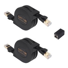 2 PCS 5 FT CAT7 Retractable Flat Ethernet RJ45 LAN Internet Patch Cable Travel picture
